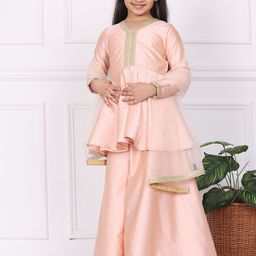 Ethnovog Girls  V-Neck Net Sharara Set-image-8