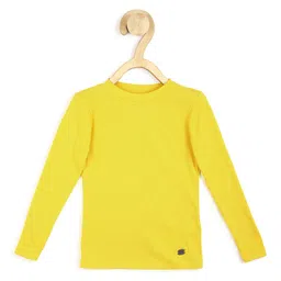 Peter England Girls Yellow Ribbed T-shirt-image-6