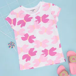 Pantaloons Junior Girls Floral Printed Round Neck Cotton T-shirt-picture-23