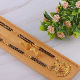 Anouk Gold-Plated Beaded Mangalsutra With Earrings-34