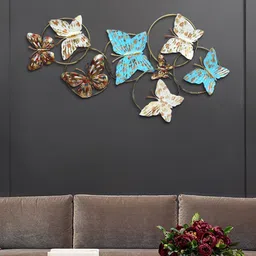 Aapno Rajasthan Blue & White Pastel Butterfly Wall Art-image-71