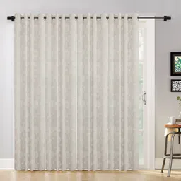 HOSTA HOMES Set Of 4 Cream-Coloured Abstract Long Door Curtain-14