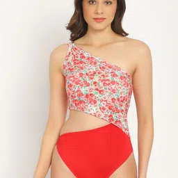 EROTISSCH Floral Printed One Shoulder Swimwear bodysuit-image-13