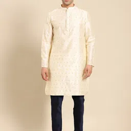 Amodh by Kisah Men Cream-Coloured Kurta Set  with Trousers-image-55