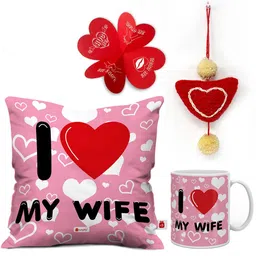Indigifts 3-Pc Pink & Red Printed Home Gift Set-1