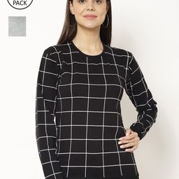VIMAL JONNEY Women Black and Grey Pack of 2 Long Sleeves T-shirts-image-95