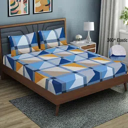 Good Homes by Home Candy White Print Microfiber 144TC Fitted Queen Bedsheet & Pillow Cover-picture-57