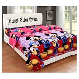 Supreme Home Collective Pink Cartoon Characters 144 TC Queen Bedsheet-image-30