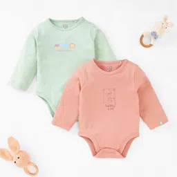 Ed-a-Mamma Baby Infant Pack Of 2 Printed Full Sleeves Organic Cotton Bodysuit-51
