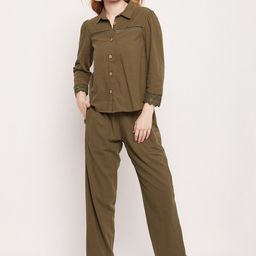 DELAN Shirt Collar Pure Cotton Shirt & Trousers-image-6