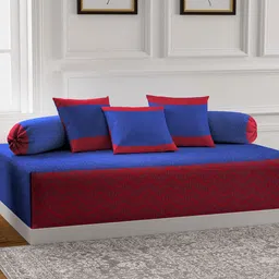 Arrabi  Set of 6 Red & Blue Striped Printed Diwan Set-4