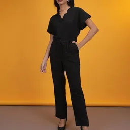 Freehand by The Indian Garage Co Women V-Neck Waist Tie-Ups Basic Jumpsuit-picture-55