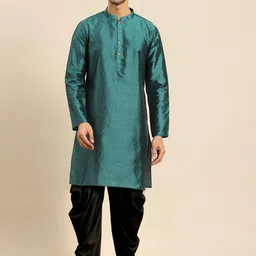 Amodh by Kisah Men Green Embroidered Kurta with Dhoti Pants-image-59