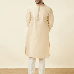 Manyavar Men Beige Regular Kurta with Pyjamas-image-93