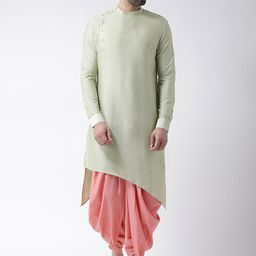 KISAH Men Regular Fit Solid Asymmetric Kurta Dhoti Set-picture-35