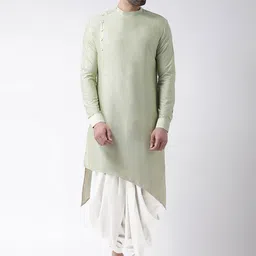 KISAH Asymmetric Hem Mandarin Collar Straight Kurta with Dhoti Pants-image-66