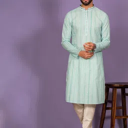 KISAH Geometric Printed Mandarin Collar Regular Kurta With Churidar-picture-10
