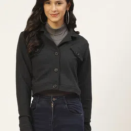 Belle Fille Women Black Crop Open Front Jacket-image-37