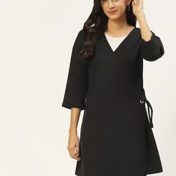 Belle Fille Women Black Fleece Longline Open Front Jacket-8
