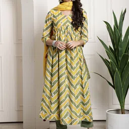 Roly Poly Leheriya Printed Empire Pure Cotton Kurta With Trousers & Dupatta-24