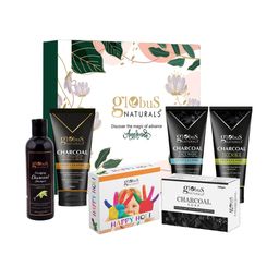 Globus Naturals Set of 5 Pre & Post Holi Ritual Ayurvedic Charcoal Skin Care Gift Box-4