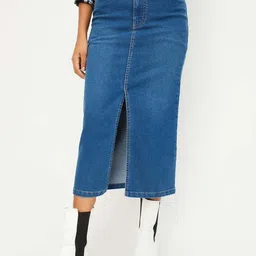 max Washed Midi Pencil Denim Skirt-41