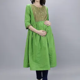 Cot'N Soft Round Neck A-Line Pure Cotton Maternity Kurta-23