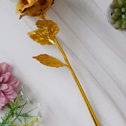 eCraftIndia Valentine Gift Set Gold-Toned Rose Showpiece-image-3