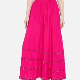 BCZ Style Embroidered Maxi-Length Flared Skirt-image-78