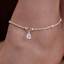 MINUTIAE Silver Plated Artificial Stones Anklet image 1