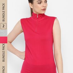 appulse Pack Of 2 High Neck Slim Fit Cotton T-shirt-image-71