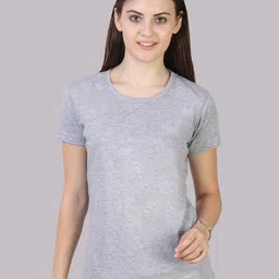 Fleximaa Women Grey Melange Running T-shirt-image-38