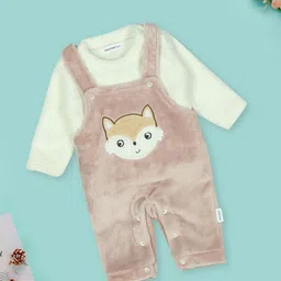 MeeMee Infants Fox-Embroidered Dungaree With T-Shirt-image-51