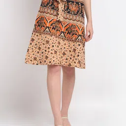 SOUNDARYA Women Beige Printed Cotton Wrap Skirt-picture-32