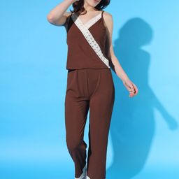 BROOWL Shoulder Straps Sleeveless Lace Night Suit-image-9