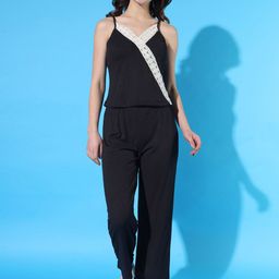 BROOWL Shoulder Straps Sleeveless Lace Night Suit-image-49