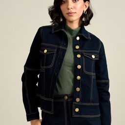 Style Island Embroidered Spread Collar Long Sleeves Cotton Denim Jacket-54
