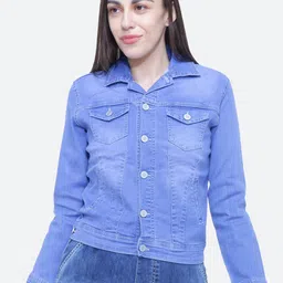 FCK-3 Women Washed Crop Denim Jacket-image-13
