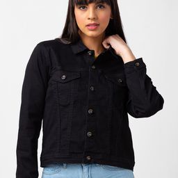 SPYKAR Women Spread Collar Regular Fit Denim Jacket-picture-3
