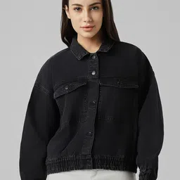 Van Heusen Woman Spread Collar Cuffed Hem Pure Cotton Denim Jacket-15