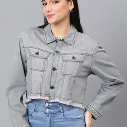 Code 61 Pure Cotton Crop Denim Jacket-10