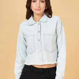 People Pure Cotton Crop Denim Jacket-picture-21