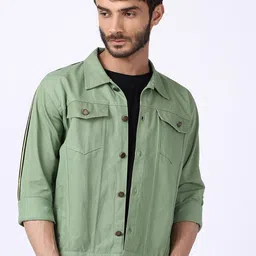 VOXATI Men Spread Collar Cotton Denim Jacket-picture-13