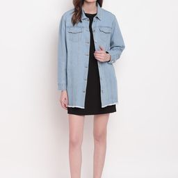Belliskey Women Blue Longline Denim Jacket-picture-2