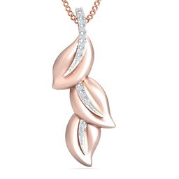 KUBERBOX Leaf Drop 18KT Rose Gold Diamond-Studded Pendant- 1.52 gm-image-66