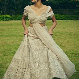Bindani by Jigar & Nikita Embroidered Sequinned Raw Silk Made to Measure Lehenga Choli-picture-15