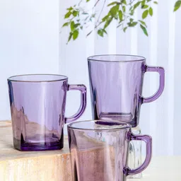 Pasabahce Transparent & Purple Set Of 6 Dishwasher Safe Glass Mugs 270 ml Each-16