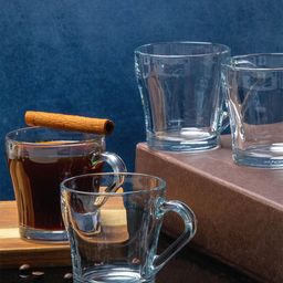 Pasabahce Transparent Set Of 4 Dishwasher Safe Glass Mugs 205 ml Each-0