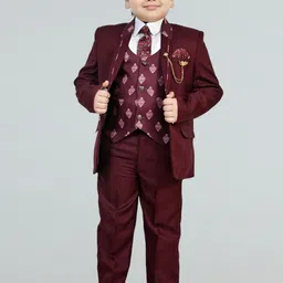 BT DEZINES Boys Printed Single-Breasted 5-Piece Party Suits-image-47