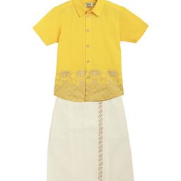 Tiber Taber Boys Printed Shirt With Dhoti-image-90